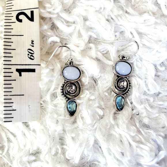 NWT Sterling Silver Topaz Chaicedony hook earrings - Picture 4 of 5